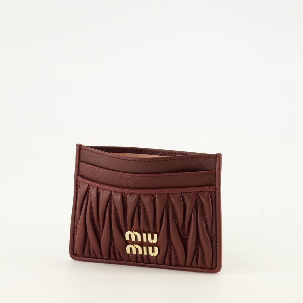 Petite maroquinerie Porta-cartões em Pele Bordeaux Matelassada Miu Miu Bordeaux Femme