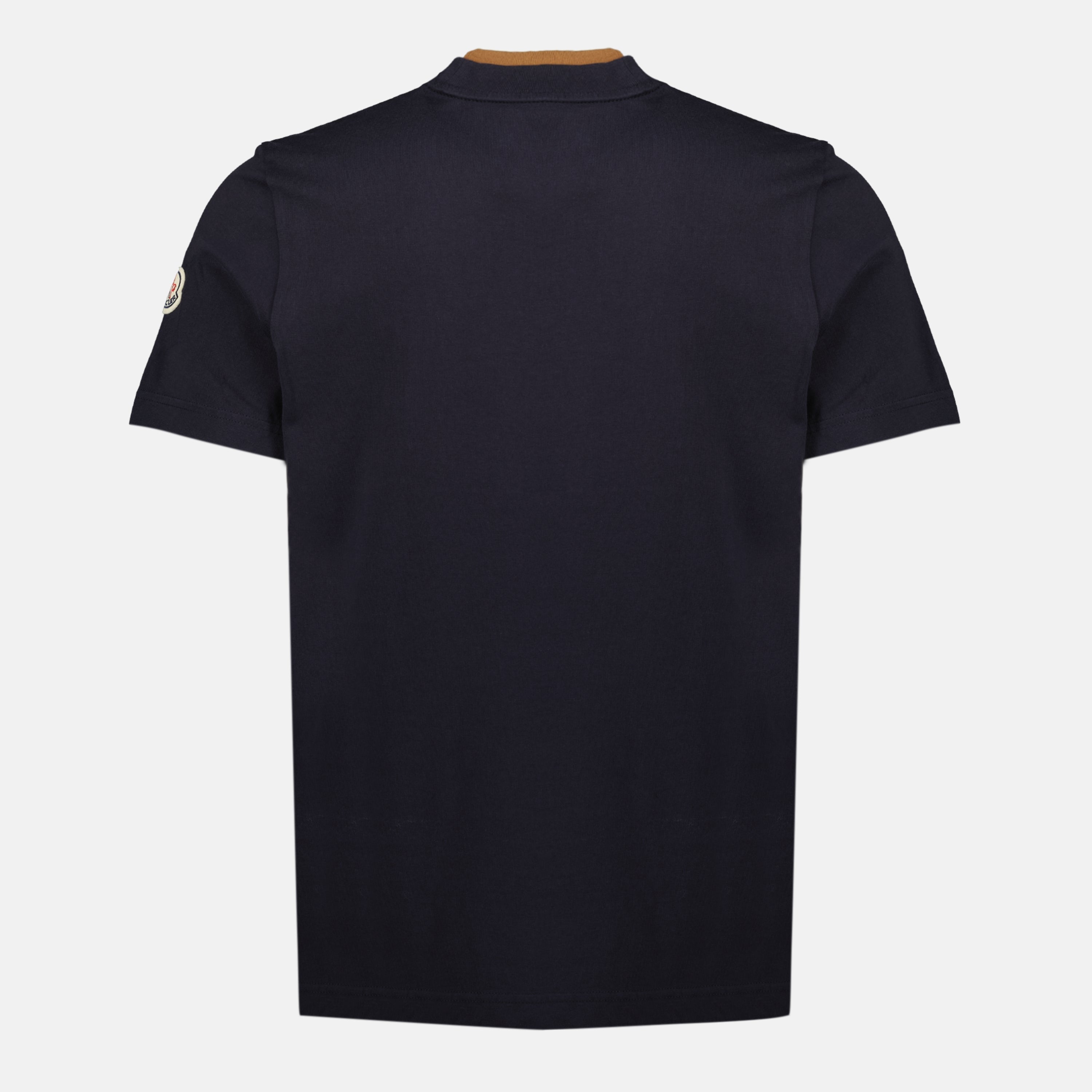 Image of the Moncler men's navy blue embroidered T-shirt - Spring-Summer 2026 - Back view