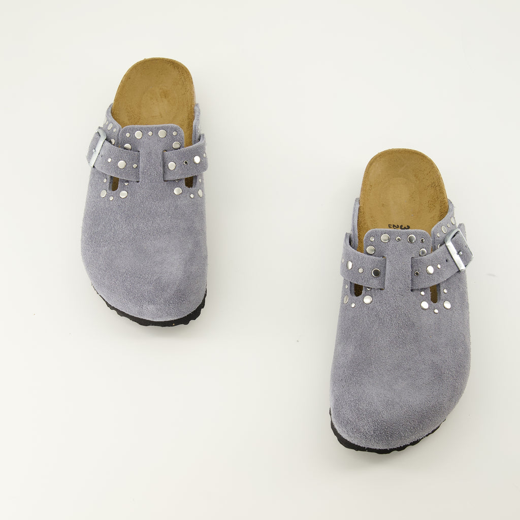Chaussures ouvertes 회색 보스턴 리벳 뮬 Birkenstock Gris Femme