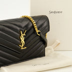 Sacs bandoulière カサンドル ウォレット ブラックレザー チェーン付き Saint Laurent Noir Femme