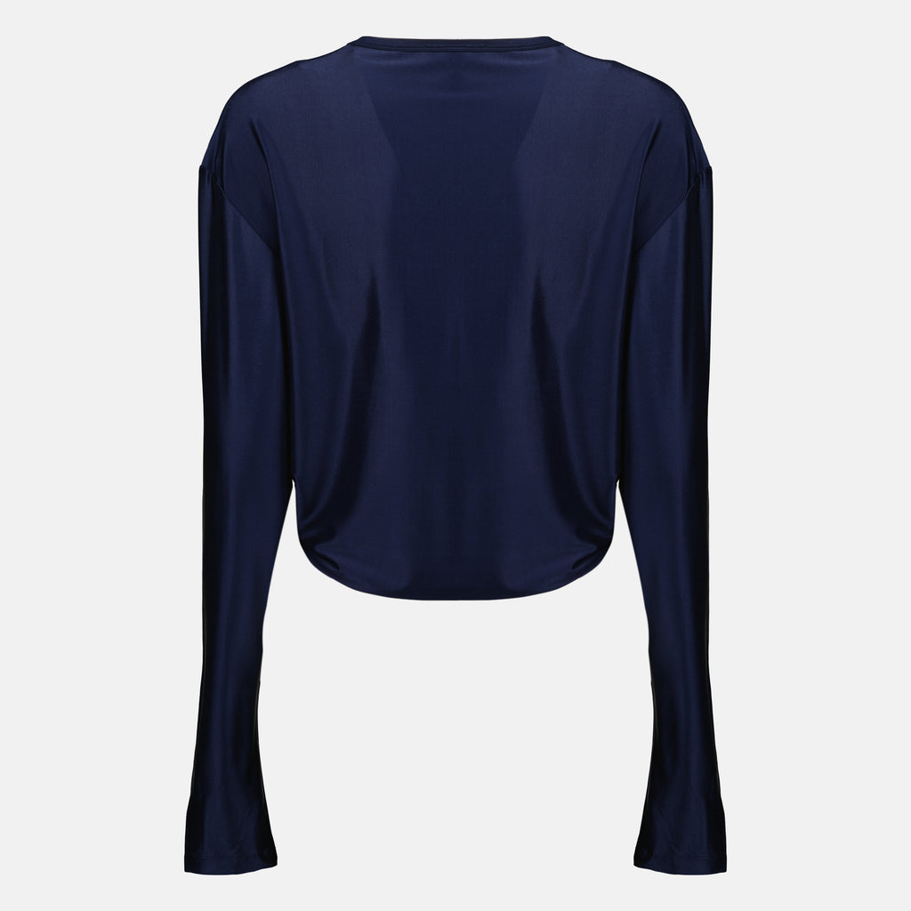 여성 브랜드 Rabanne의 네이비 블루 저지 크롭 탑 이미지 - 2026 봄-여름 - 뒷면 보기