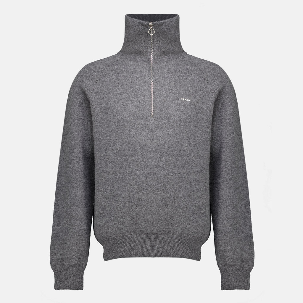 Maille Polo in Lana e Cashmere Grigia Prada Gris Homme
