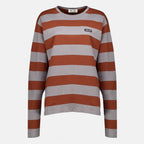 Maille T-shirt en jersey rayé gris et marron Miu Miu Marron Femme