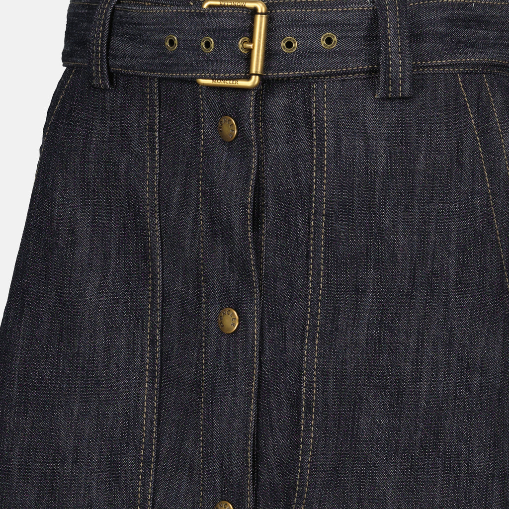 Jupes Falda Midi de Mezclilla Azul Moncler Bleu foncé Femme