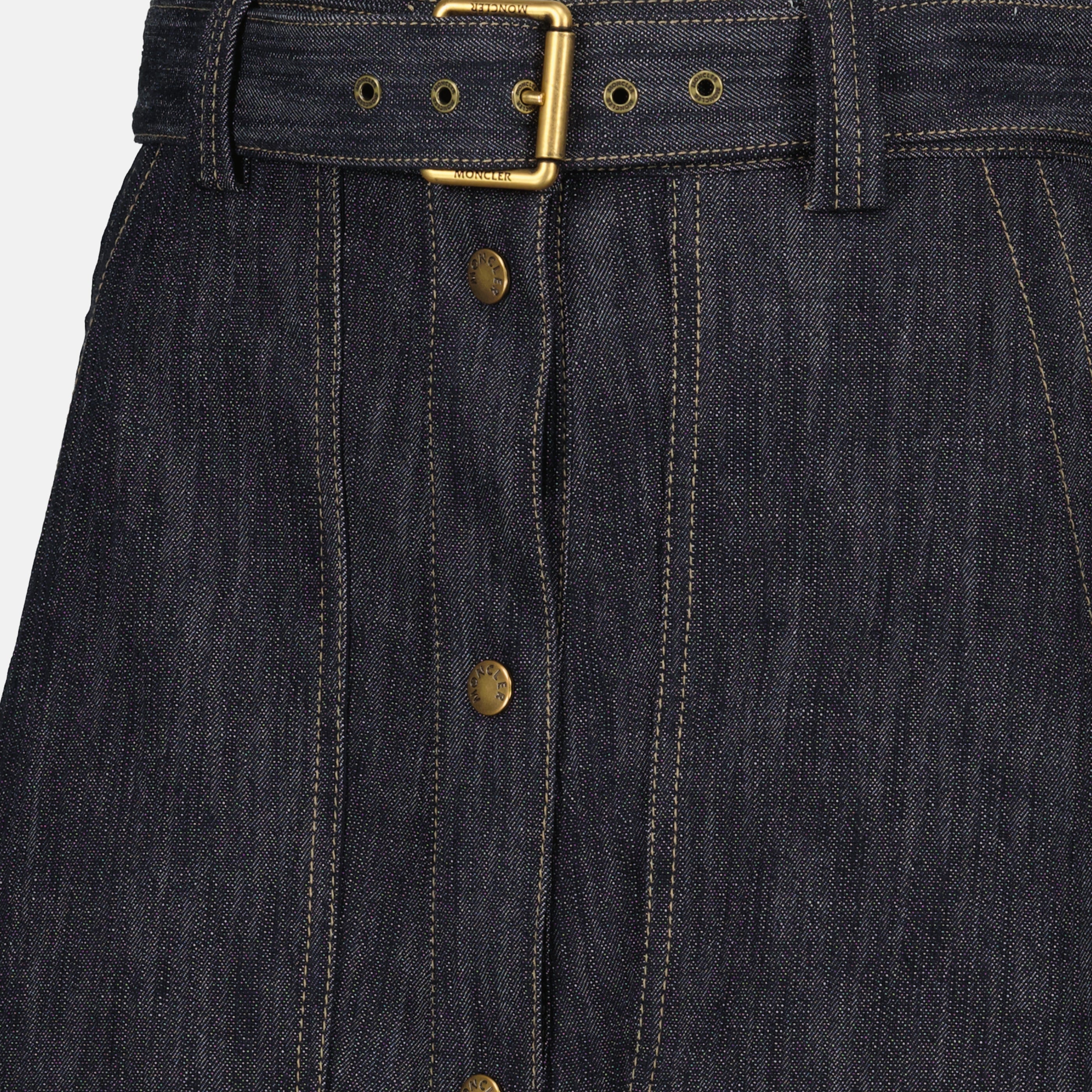 Jupes Gonna Midi in Denim Blu Moncler Bleu foncé Femme