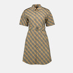Abiti Abito Camicia a Quadri Burberry Beige Femme