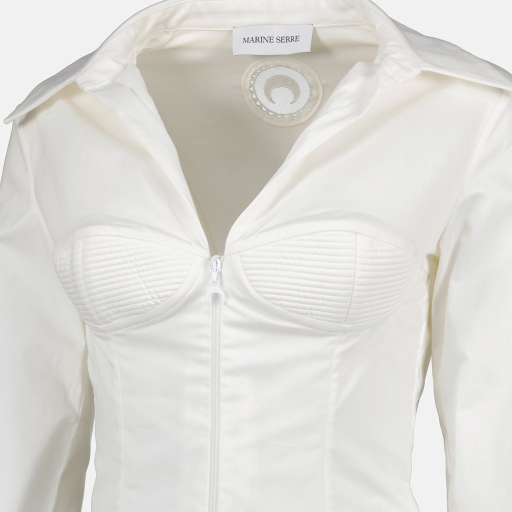 Chemises ホワイトジップアップシャツ Marine Serre Blanc Femme