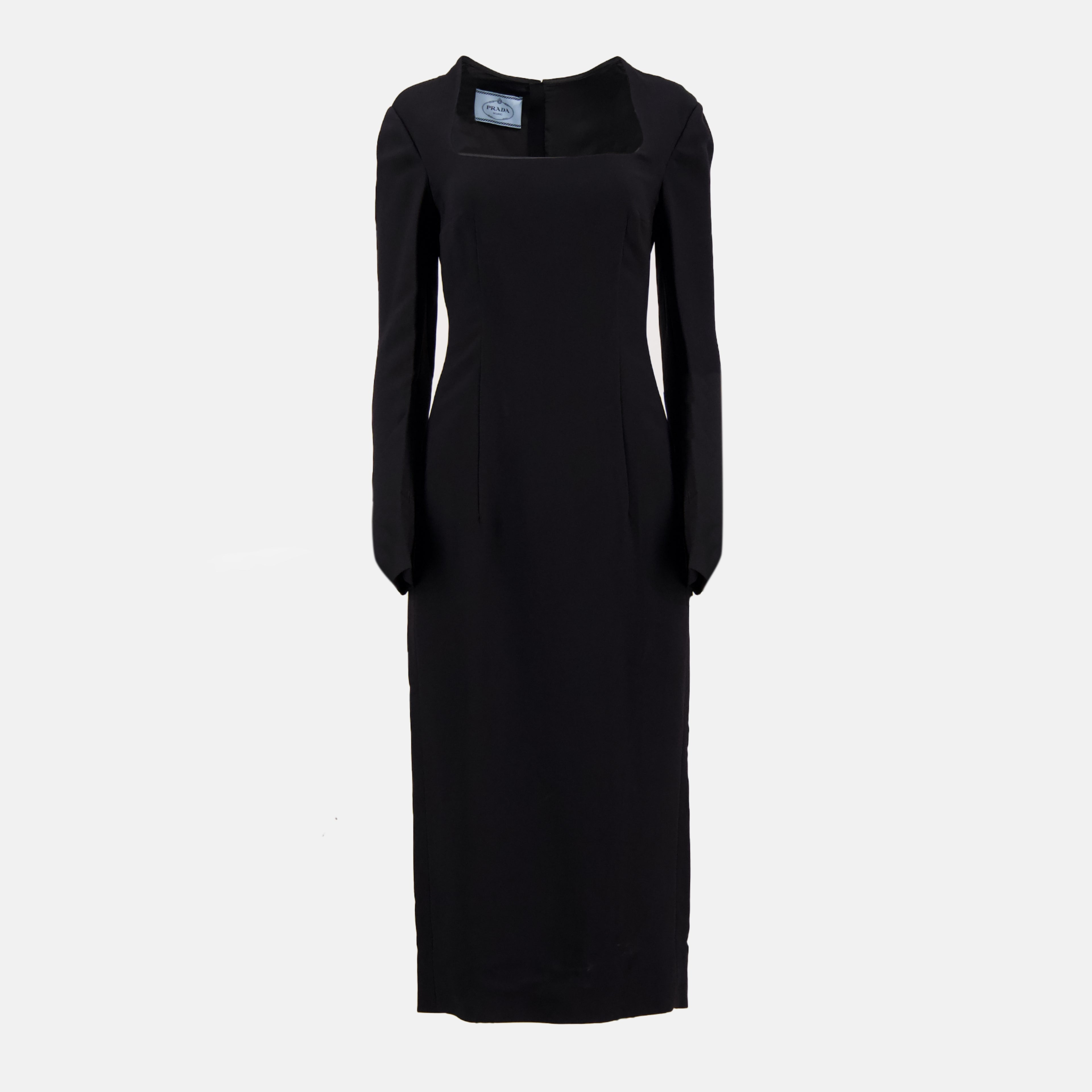 Image of the Prada brand long black dress for Women - Autumn-Winter season 2022 - Front view