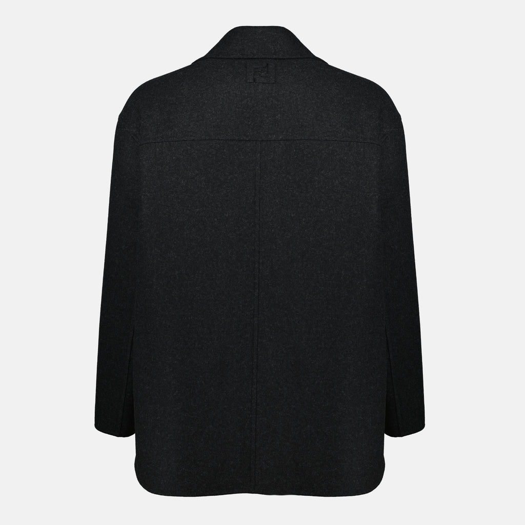 Image of the article Gray wool coat by Fendi for Men - Autumn-Winter 2025 - Back view