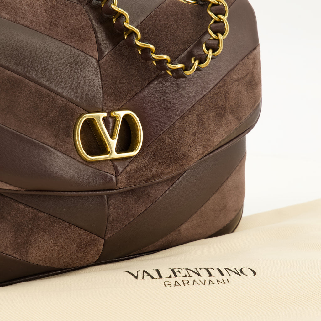 Sacs à main et épaule Djuna 미디엄 브라운 가죽 가방 Valentino Garavani Marron Femme