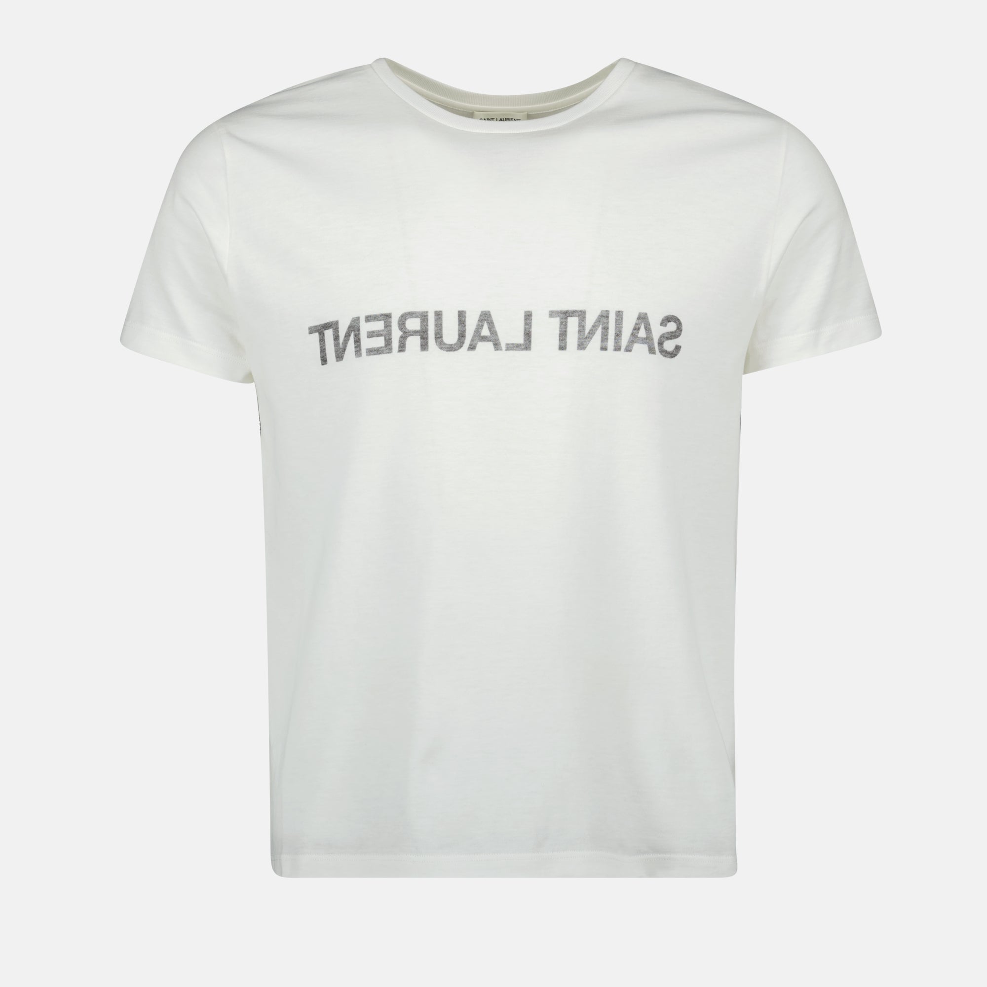 Camisetas Camiseta con Logo Invertido Saint Laurent Blanco Homme