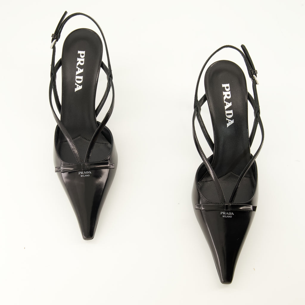 Escarpins Pumps in Pelle Nera Prada Noir Femme