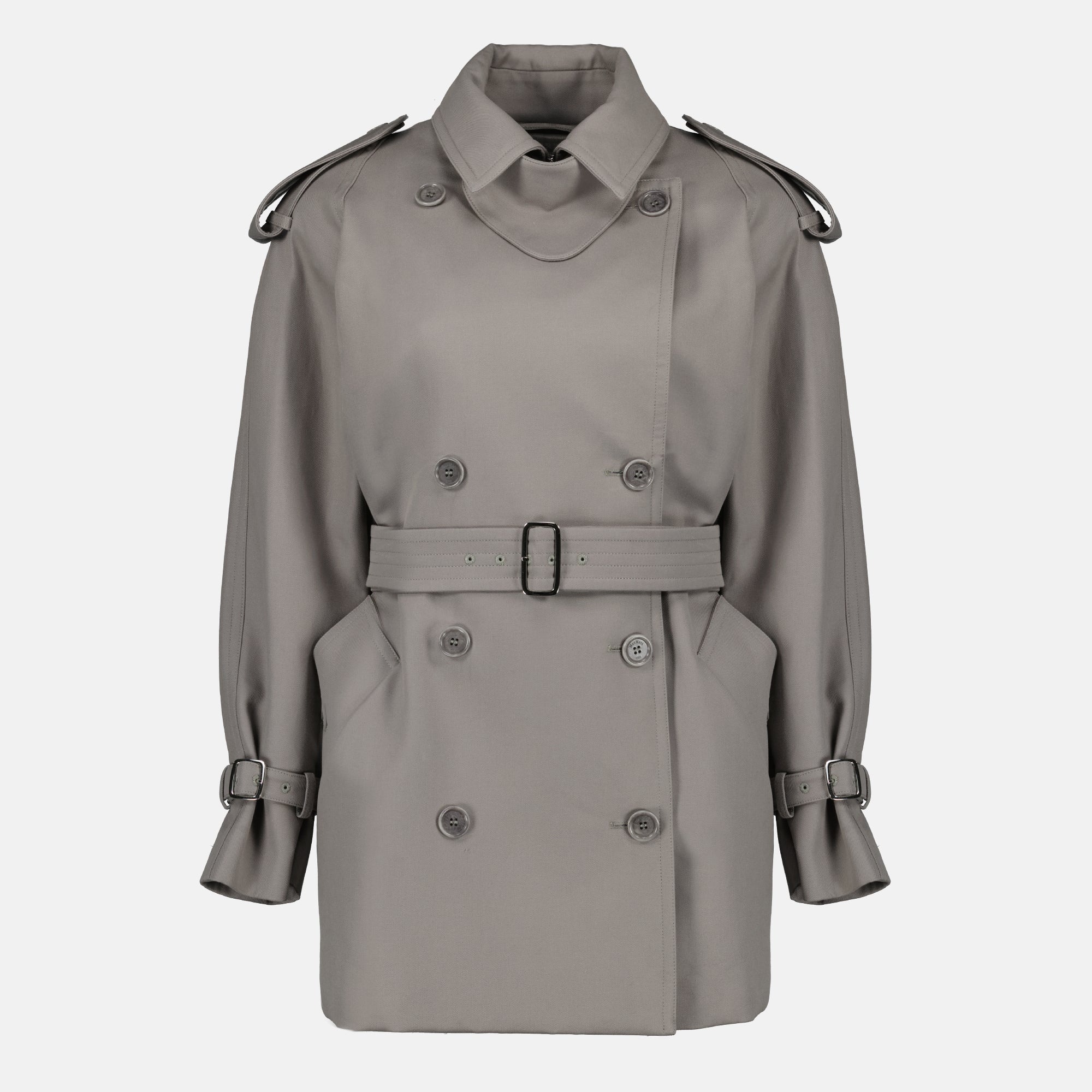 Manteaux Trench mi-long en gabardine de coton gris Max Mara Gris Femme