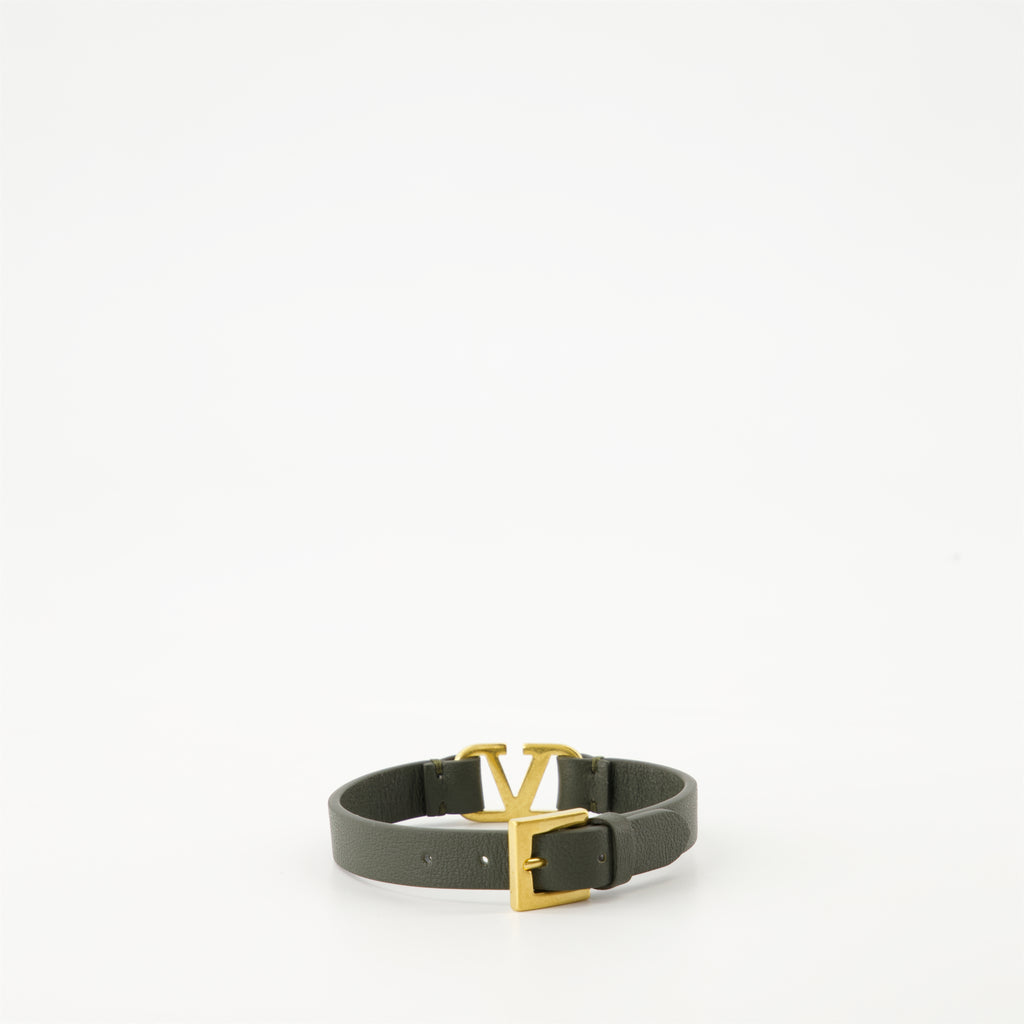 Bijoux Bracelet VLogo en cuir Valentino Garavani Vert Homme