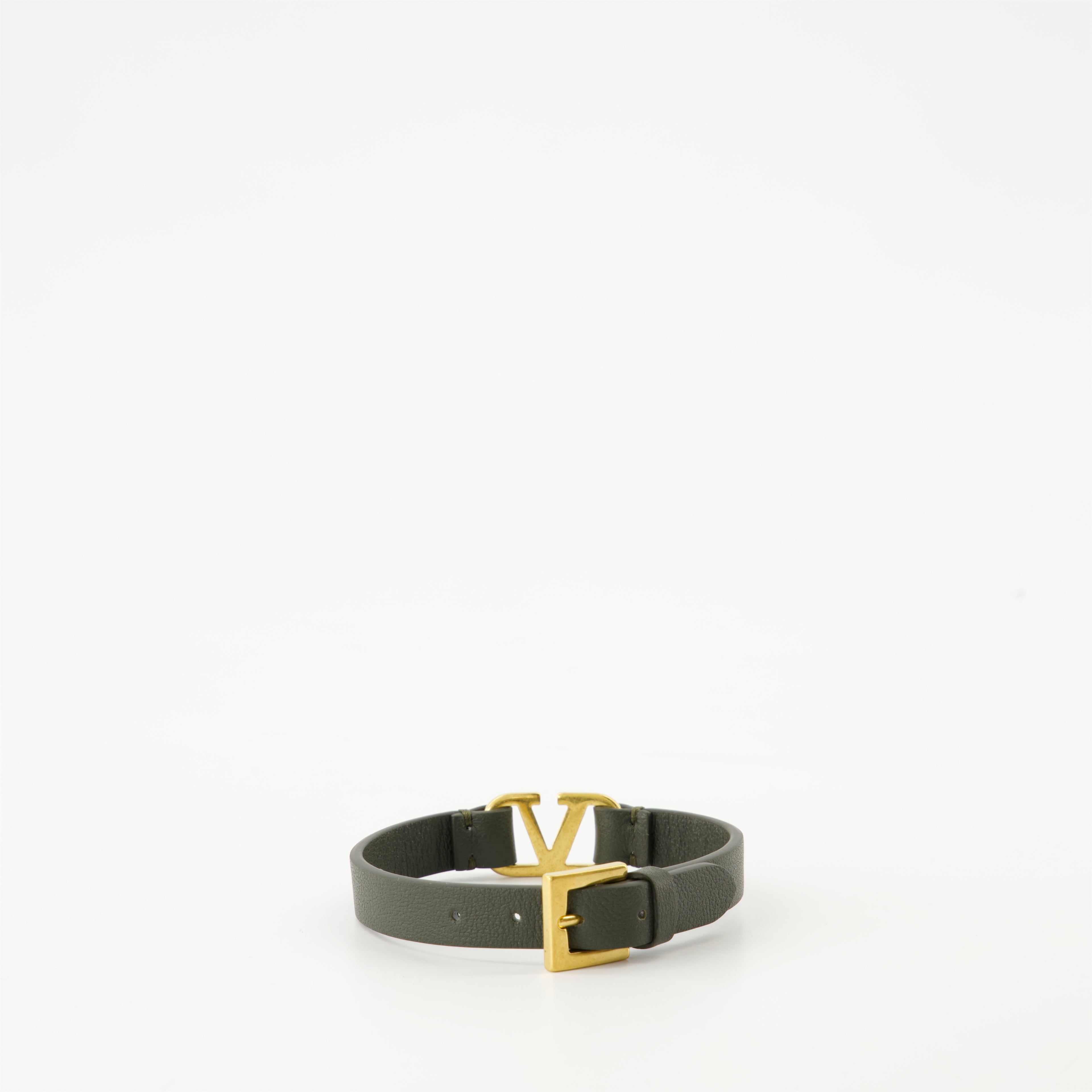 Bijoux Bracelet VLogo en cuir Valentino Garavani Vert Homme