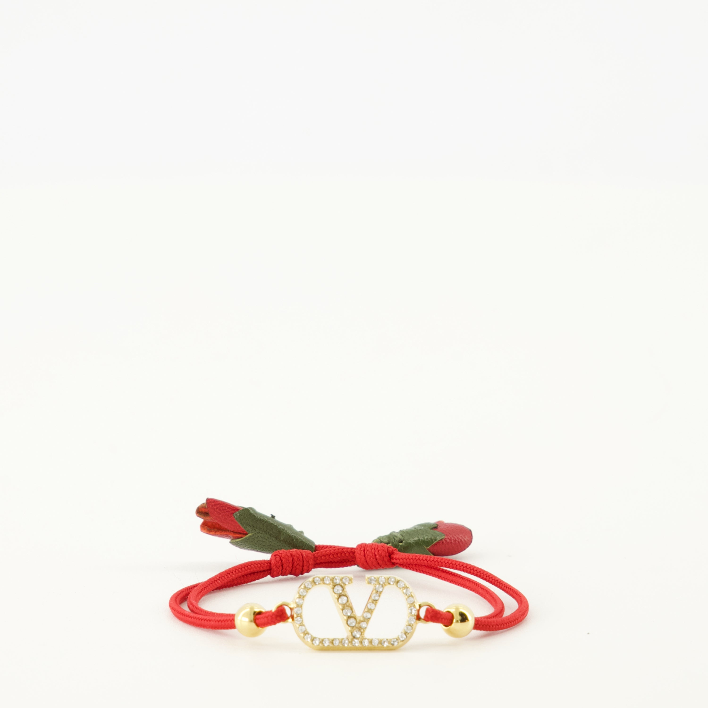 Image of the Vlogo bracelet with red cord by Valentino Garavani for Women - Spring-Summer 2026 - Front View