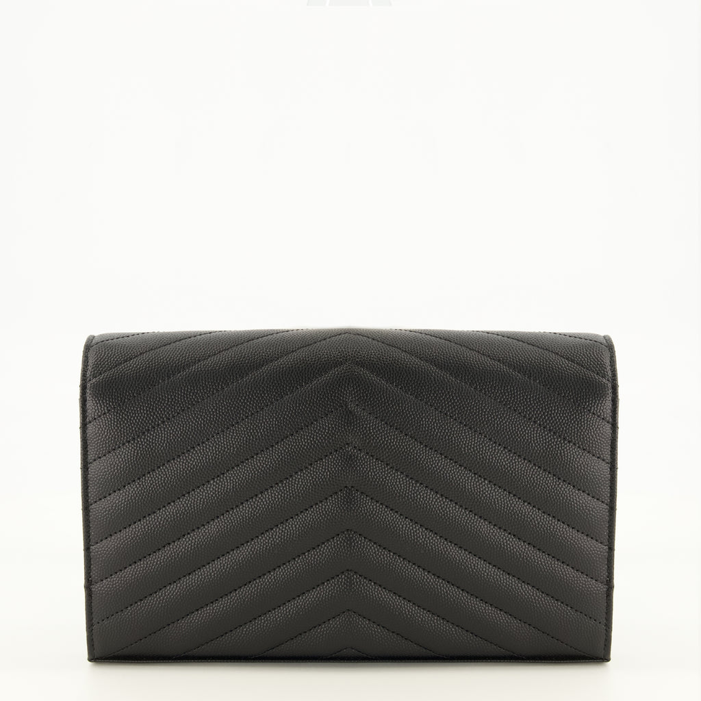 Petite maroquinerie カサンドル チェーン ウォレット ブラック レザー Saint Laurent Noir Femme