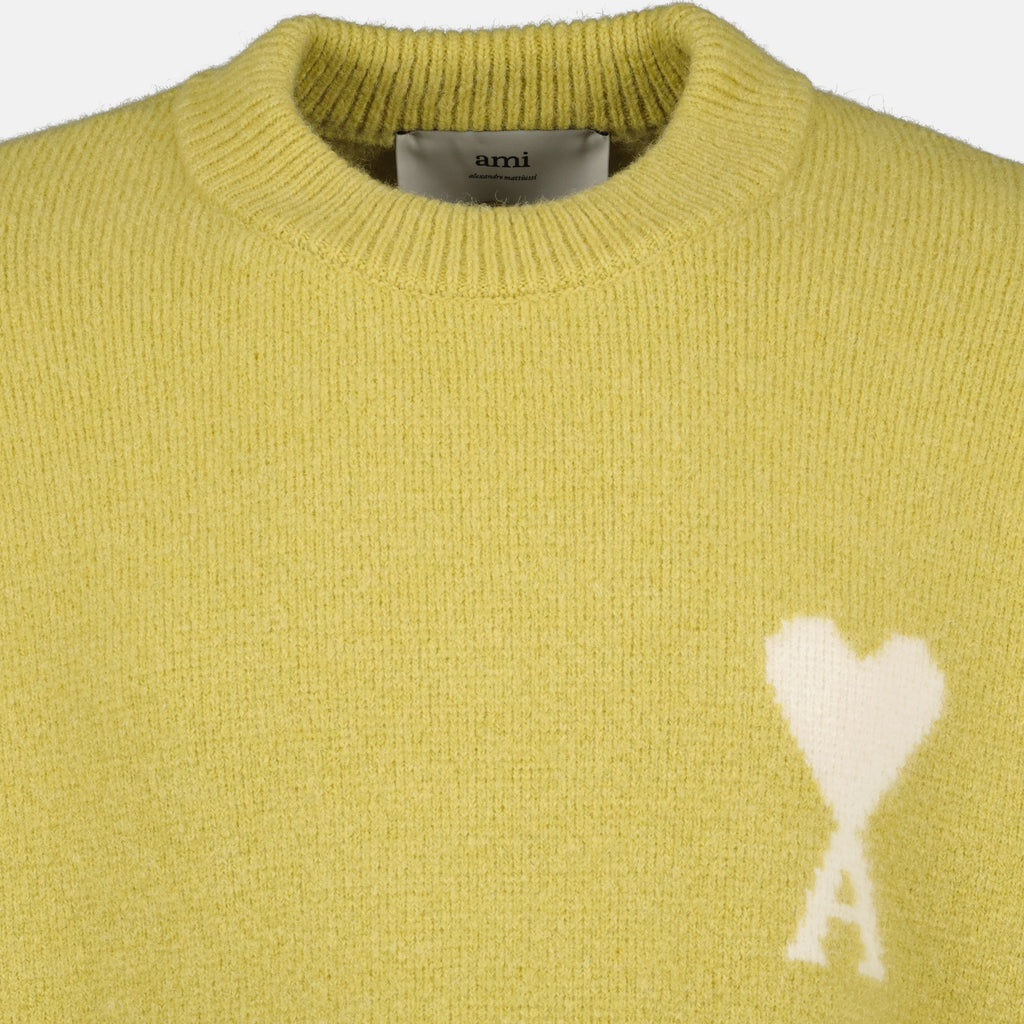 Image of the Ami heart sweater from the brand Ami PARIS for Unisex - Autumn-Winter Season 2025 - Detailed View_6