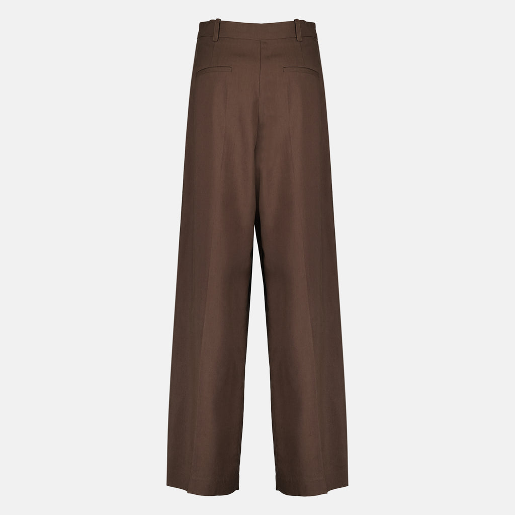 Pantalons 브라운 와이드 코튼 팬츠 Iro Marron Femme
