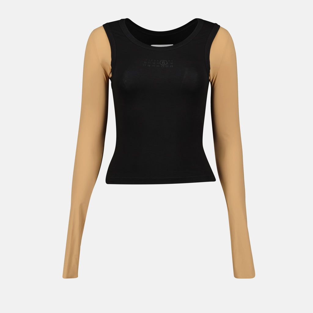 Tops Two-tone top Mm6 Black Femme
