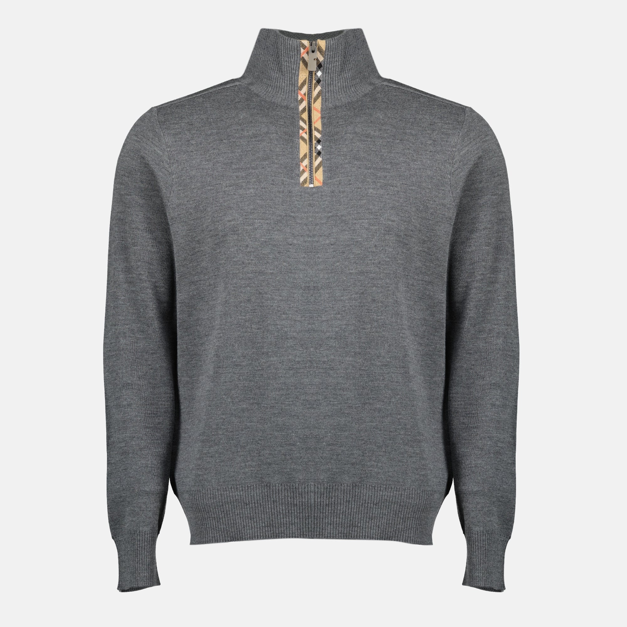 Gray Wool Zip Sweater Burberry - Men's – myCompañero