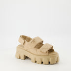 Zapatos abiertos Sandalias de Cuero Acolchado Prada Beige Femme