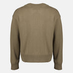 Image de l'article Cardigan AMI de coeur beige en laine et coton de la marque Ami PARIS pour Unisex - Saison Printemps-Été 2026 - Vue de Dos