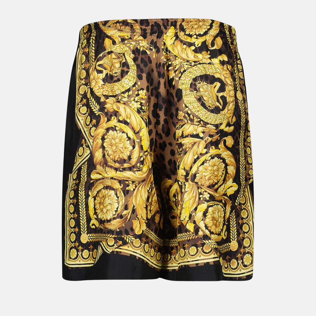 Shorts Short en soie Barocco Versace Jaune Homme