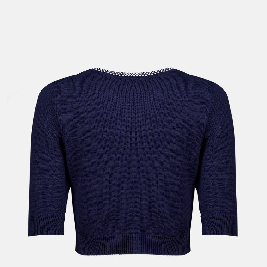 Maille Cardigan Curto de Algodão Azul Marinho Miu Miu Bleu foncé Femme