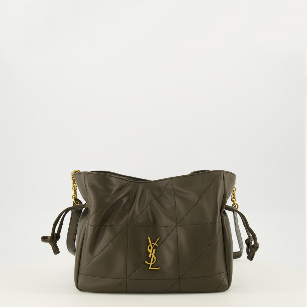 Sacs seau 카키 가죽으로 만든 Jamie 숄더 파우치 백 Saint Laurent Kaki Femme