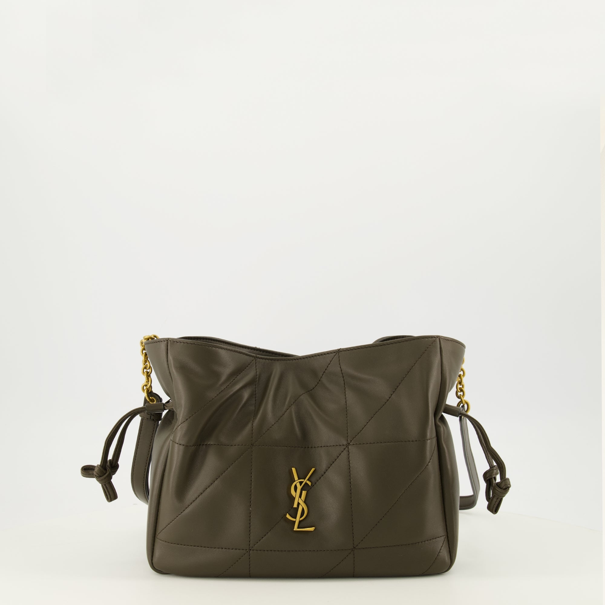 Sacs seau 카키 가죽으로 만든 Jamie 숄더 파우치 백 Saint Laurent Kaki Femme