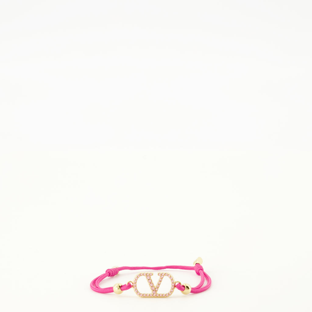 Bijoux Pulsera VLogo en Algodón y Cristales Swarovski® Rosa Valentino Garavani Rose Femme