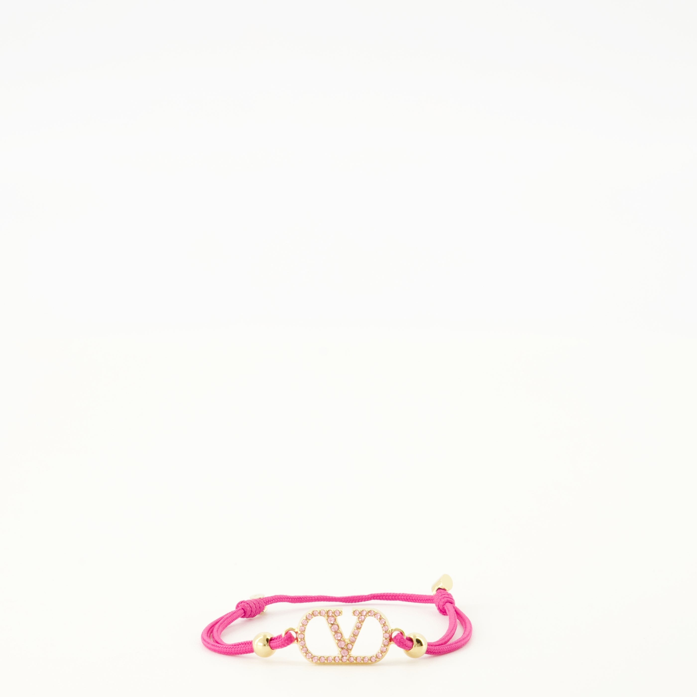 Bijoux VLogo ブレスレット コットンとSwarovski®クリスタル ピンク Valentino Garavani Rose Femme