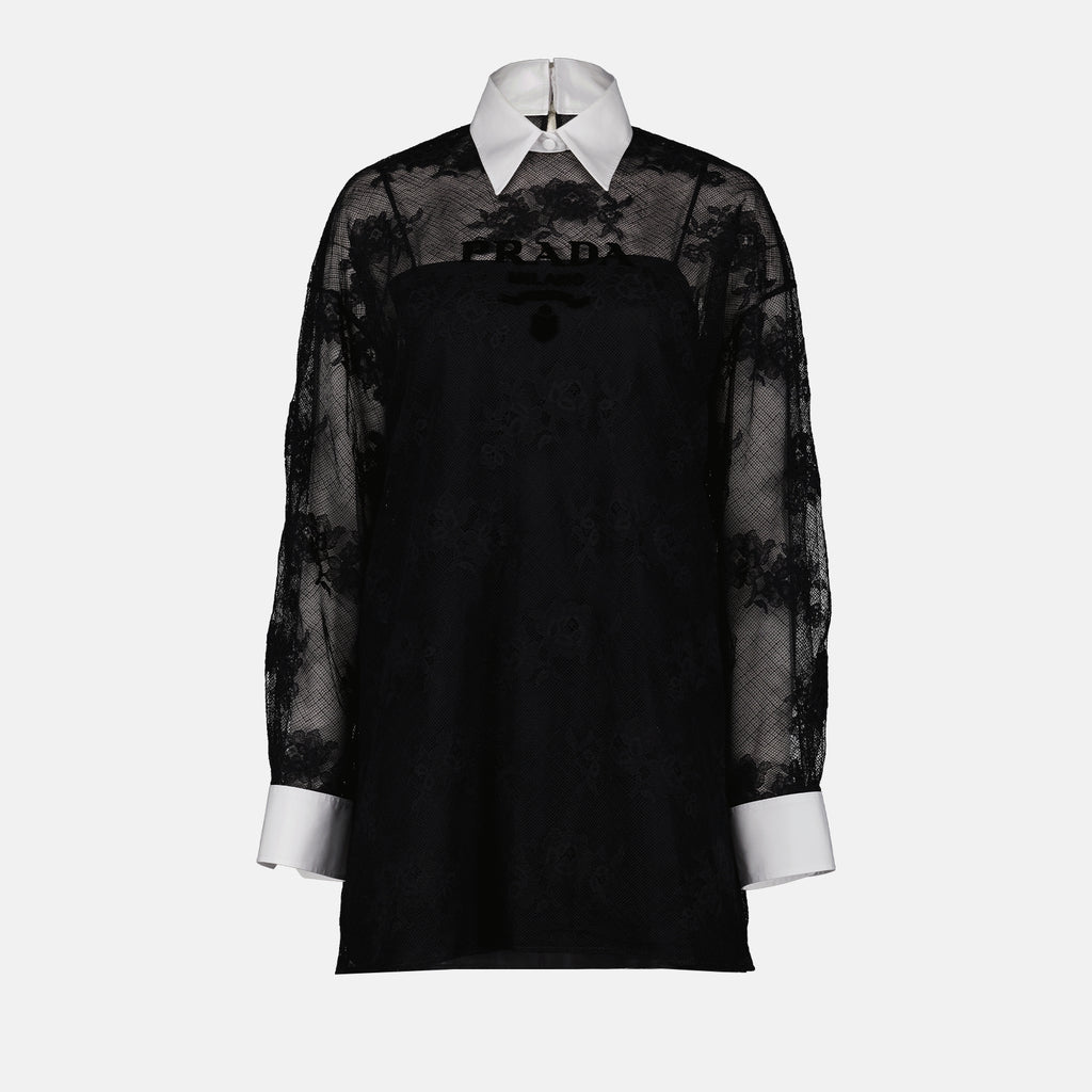 Kleider P3I67R S 231 12BZ f0967 nero+bianco Prada Schwarz Femme