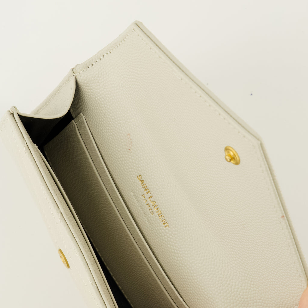 Image of the Cassandre white wallet from the brand Saint Laurent for Women - Spring-Summer 2026 - Detailed View_3
