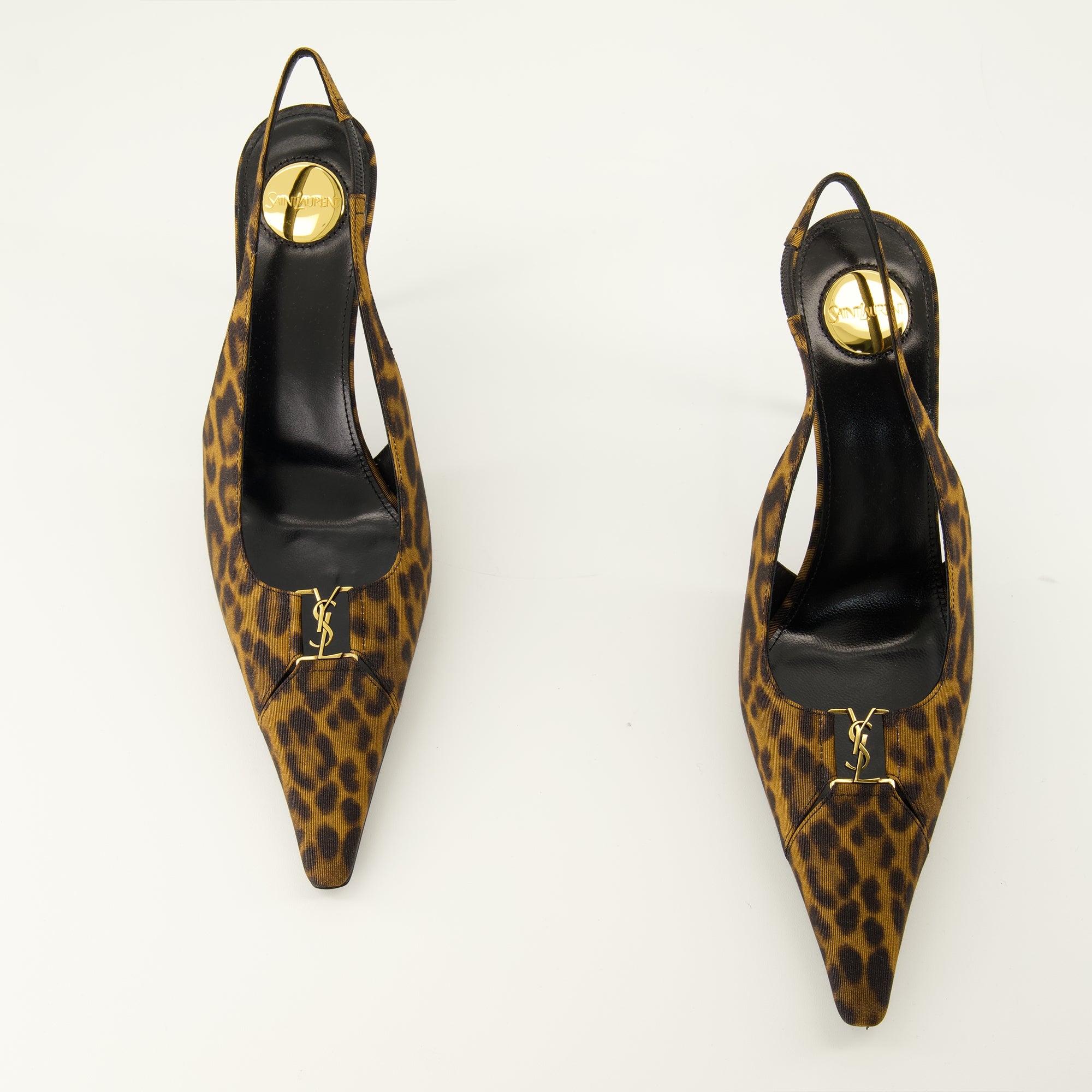 Escarpins Babylone Breteuil Leopard Slingbacks Saint Laurent Marron Femme