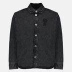 Image de l'article Surchemise noire en coton de la marque Ami PARIS pour Unisex - Saison Printemps-Été 2026 - Vue de Face