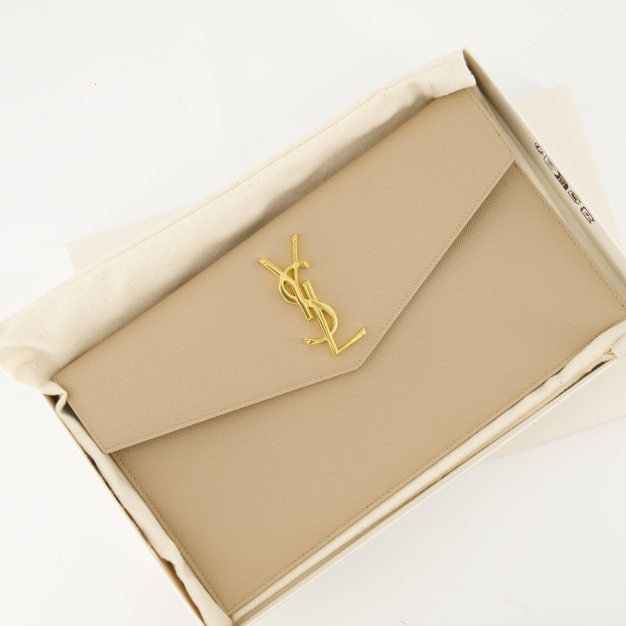 Pochettes Uptown Clutch Saint Laurent Beige Femme