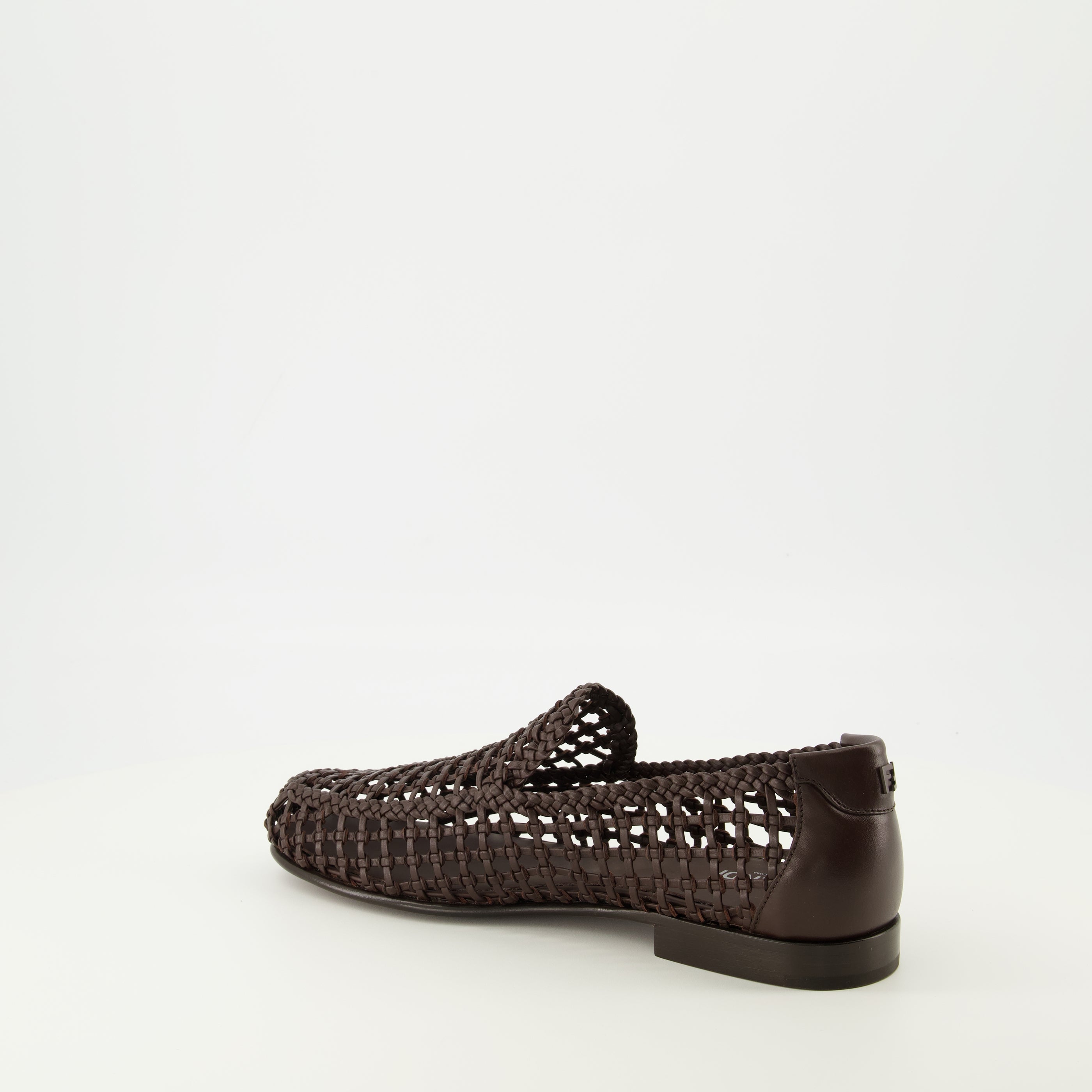 Mocassins Mocassins en cuir tressés marron Fendi Marron Homme