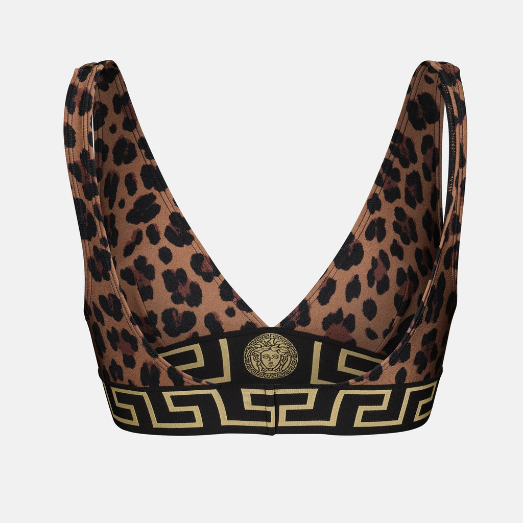 Beachwear Haut de bikini léopard Versace Brown Femme