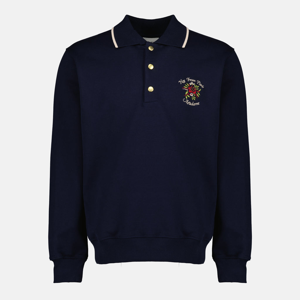 Imagen del Polo Slogan Rosa azul marino de la marca Drole De Monsieur para Hombre - Temporada Primavera-Verano 2026 - Vista Frontal