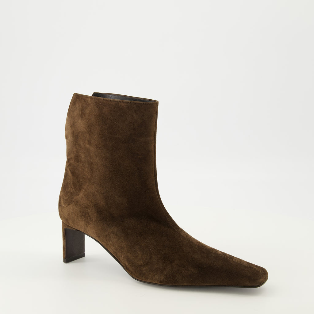 Image de l'article Bottines Ona marron de la marque Khaite pour Femme - Saison Automne-Hiver 2025 - Vue trois quarts avant droite