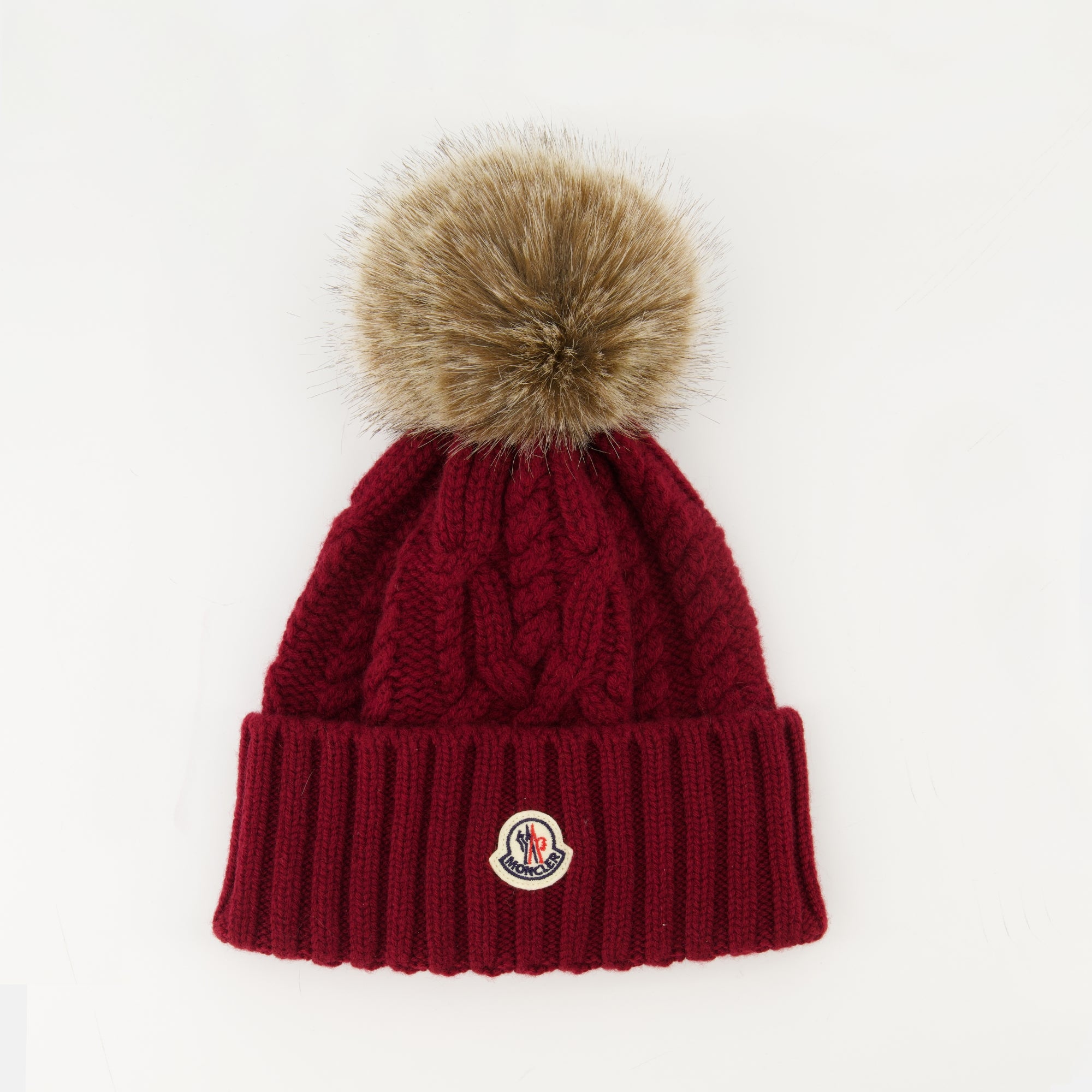 Image of the Moncler Women's Cashmere Beanie with Pom-Pom - Fall-Winter 2025 - Front View