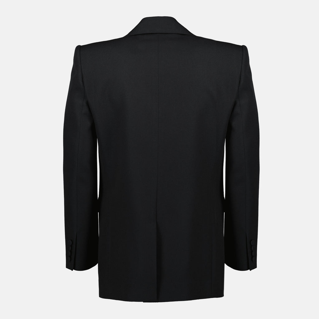 Image de l'article Blazer noir en laine de la marque Saint Laurent pour Homme - Saison Automne-Hiver 2025 - Vue de Dos