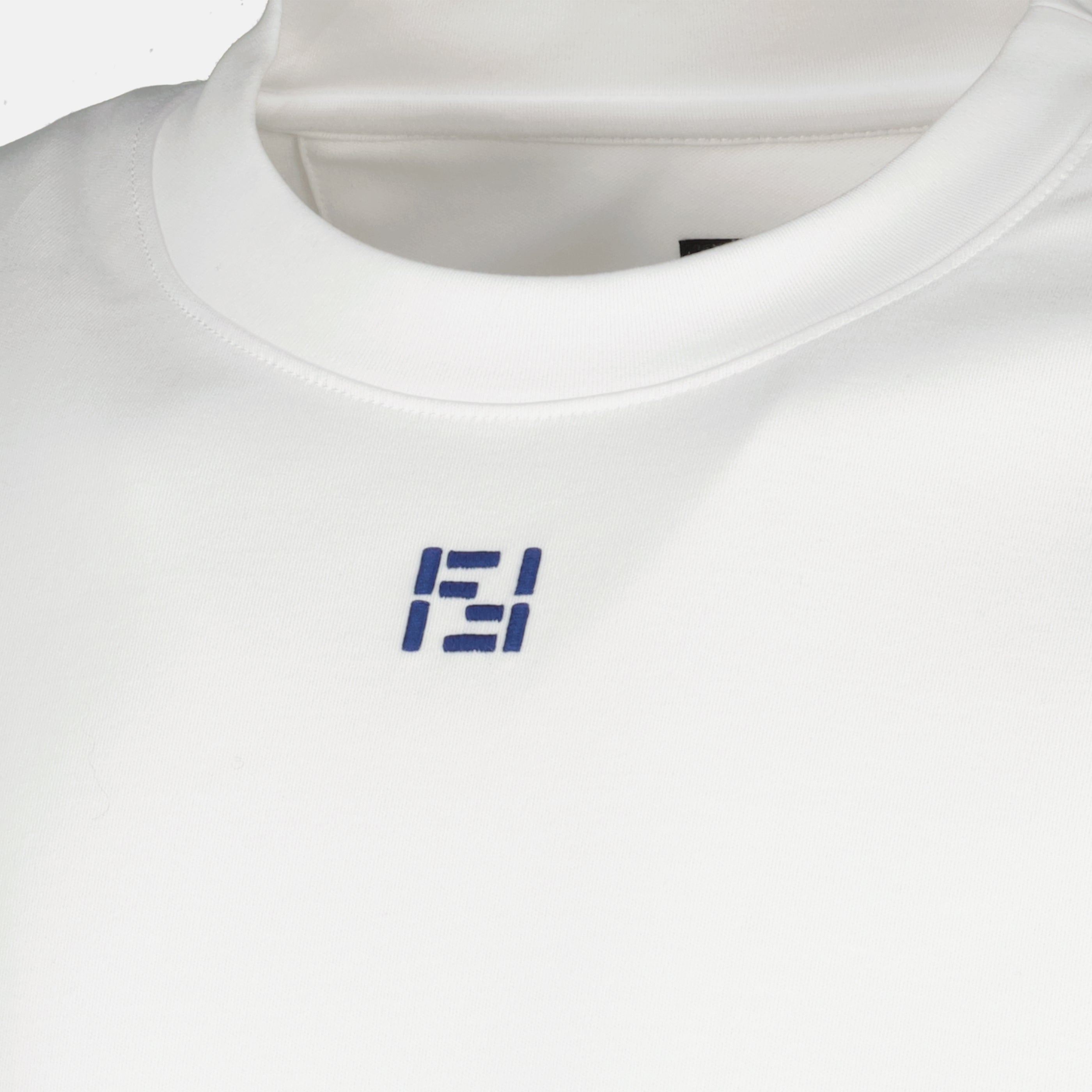 T-shirts T-shirt FF en coton blanc Fendi Blanc Homme