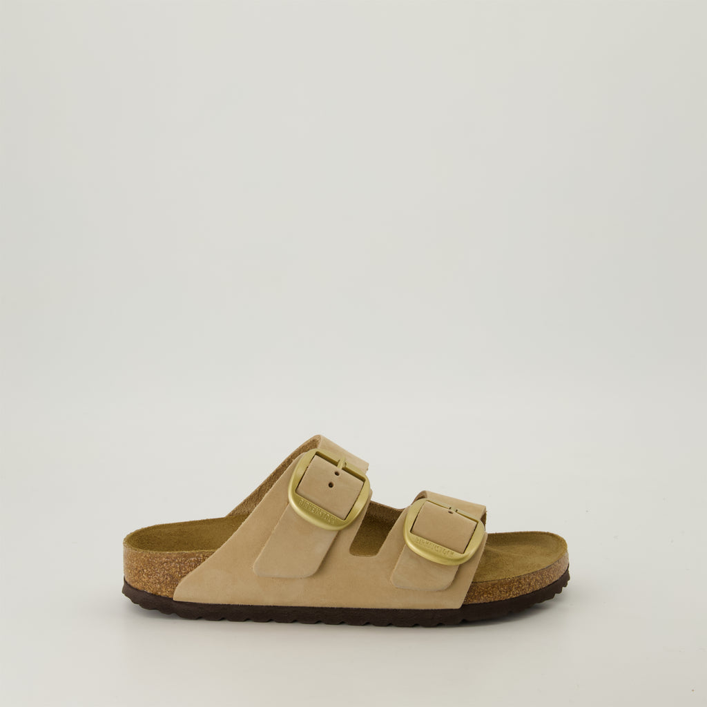 Chaussures ouvertes Sandales Arizona big buckle Birkenstock Beige Femme