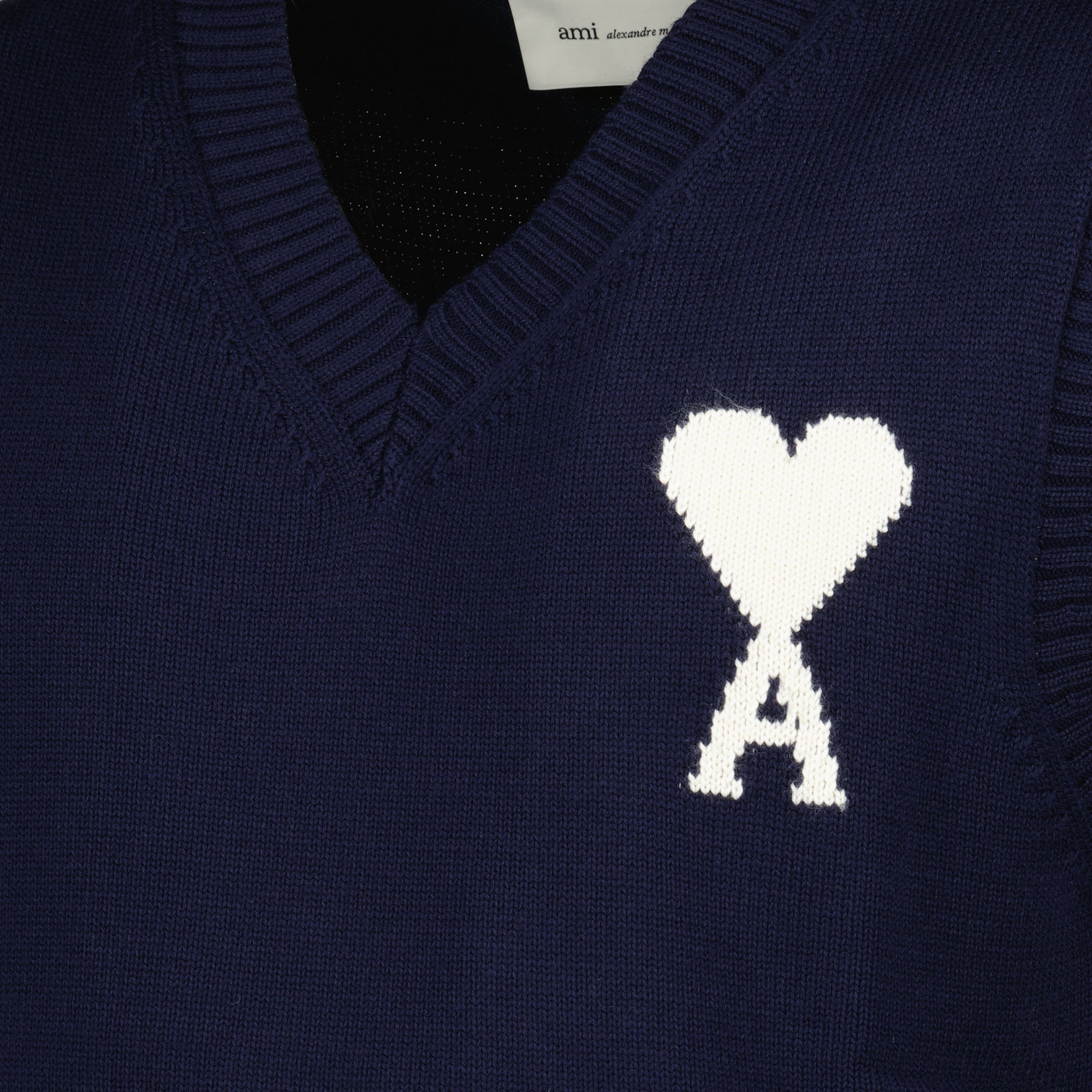 Image de l'article Pull sans manches AMI de coeur bleu marine de la marque Ami PARIS pour Unisex - Saison Printemps-Été 2026 - Vue détaillée_1