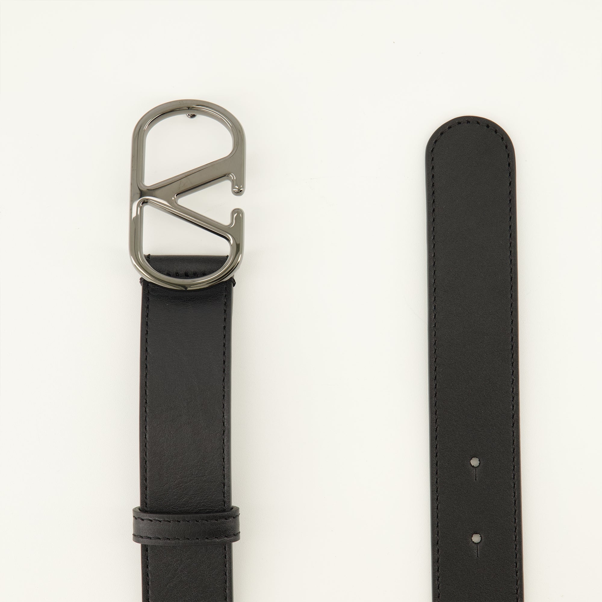 Ceintures 블랙 가죽 VLogo 벨트 Valentino Garavani Noir Homme