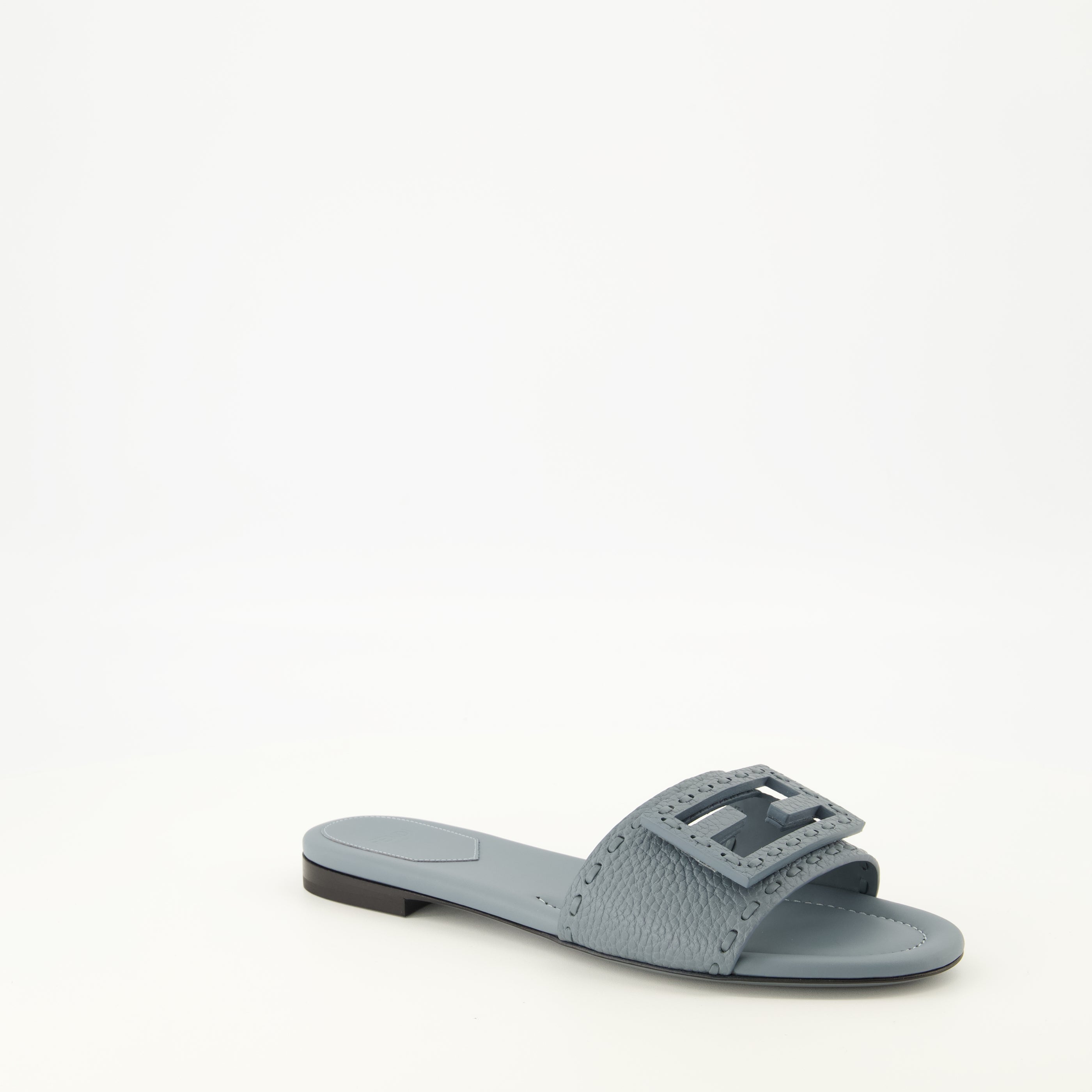 Chaussures ouvertes Mules Baguette de Cuero Azul Fendi Bleu Femme