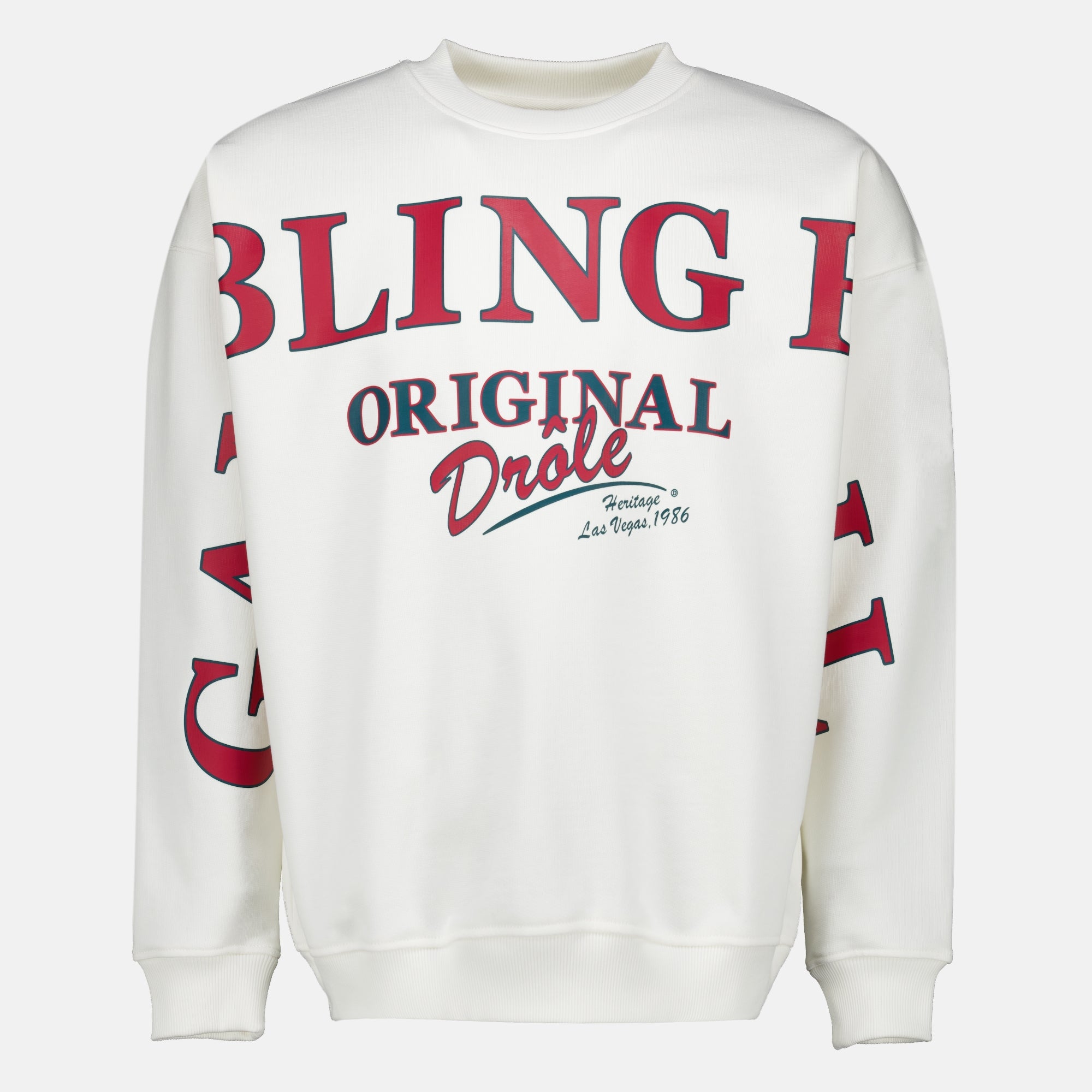 Sweatshirts Sudadera Blanca Impresa Drole De Monsieur Blanc Homme
